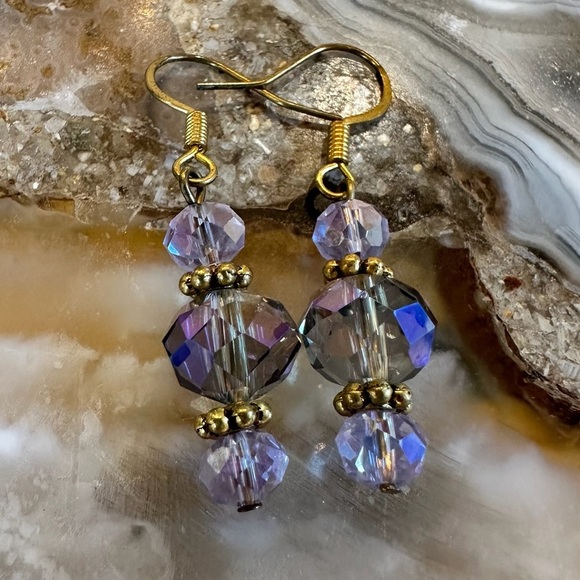 None Jewelry - 3004 Chic Gold and Iridescent Earrings